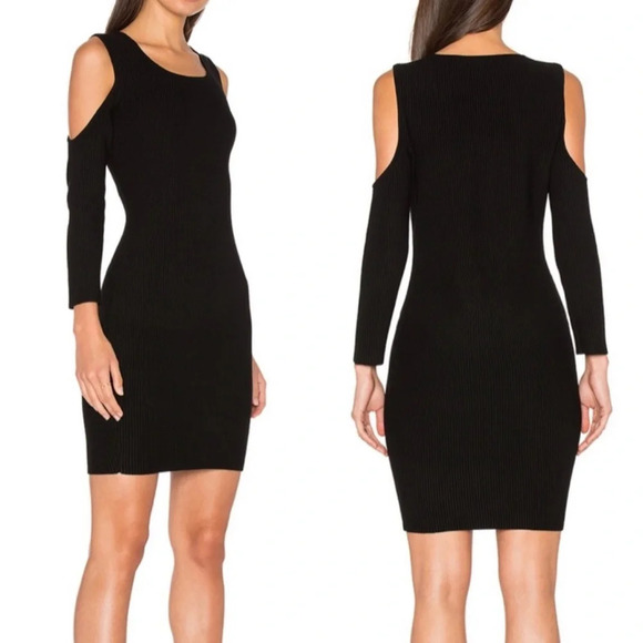 Rebecca Minkoff Dresses & Skirts - NWT Rebecca Minkoff Josefina Knit Ribbed Mini Dress Bodycon Black Shoulder M